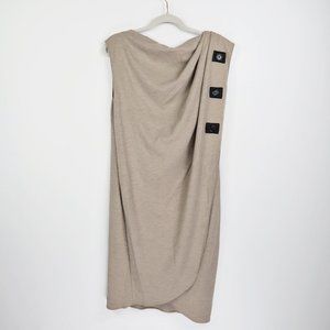 Derek Lam Wool Button Drape Beige Dress - Size 10